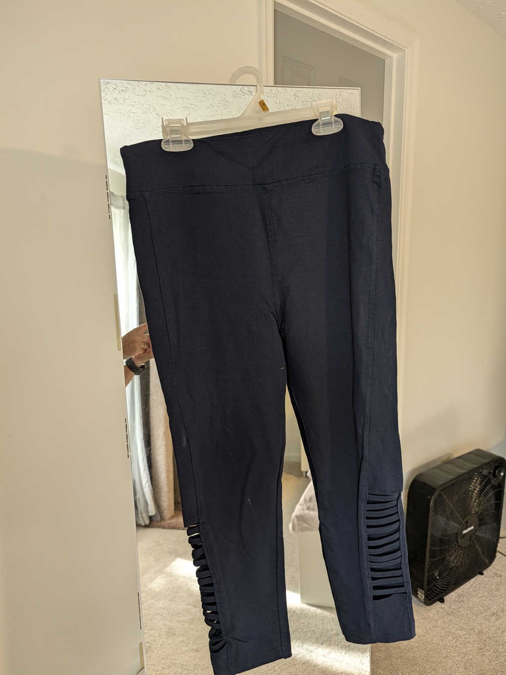 French Laundry Navy Leggings with Ladder Cutout Panels